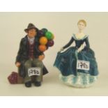 Royal Doulton Character figure Balloon Man HN1934: together with lady figure Janine HN2481(2)