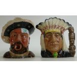 Royal Doulton large Character Jug North American Indian D6611: together with Beswick Henry VIII (