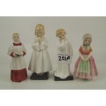 4 Royal Doulton small figures to include: Darling HN1985; Bedtime HN1978; Tootles HN1680 and Choir