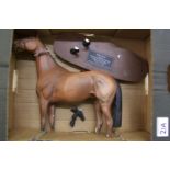 Beswick Red Rum on wooden plinth (damaged)