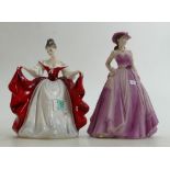 Royal Doulton Lady Figure Sarah HN2265: together with matt Coalport similar item Evening Promenade(