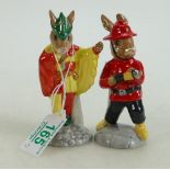Royal Doulton bunnykins figures: Minstrel DB211 and Fireman DB183,both limited edition boxed,