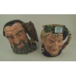 Royal Doulton large character jugs to include: Bacchus D6499 together with Merlin D6529