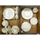 Duchess Gilt banded tea and dinnerware to include: tea set, dinner plates, bowls etc (2 trays)