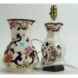 Masons blue Manadley patterned items to include: vase ( 21cm high), lampbase 29cm (2)