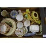 A mixed collection of items to include Wedgwood jasper ware trinklet box: pin dishes, Beswick