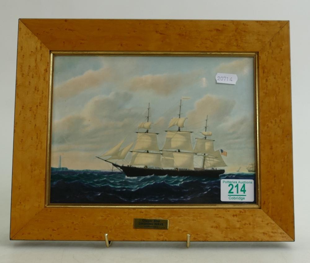 Wedgwood limited edition rectangular porcelain plaques depicting American clipper ships titled