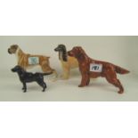 A collection of Dog figures to include: Beswick Boxer Dog 1202, Afgan Hound 2285, Labrador 1956 &