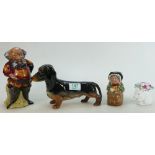 A collection of pottery items: Including Royal Doulton Sairey Gamp Toby jug, Staffordshire fine