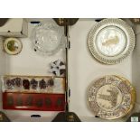 A mixed collection of items to include: Masons Church theme plates, boxed resin oriental miniture