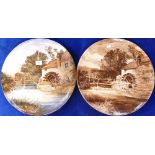 2x Wedgwood large wall plaque by Evans: Late 19th century Wedgwood Sepia wall plaque. Scene after