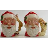 Two Royal Doulton large character jugs of Santa Claus: Comprising Santa Claus dolls handle D6668 &