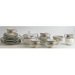 Wedgwood Columbia patterned tea ware to include: Teapot, cream, sugar, 4 x cups and saucers,