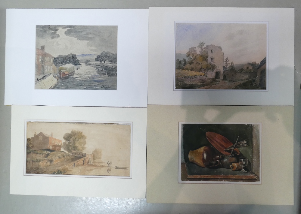 Four unframed Watercolours: Signed Paul Sandby Munn (British artist 1773-1845) Alfred W Rich