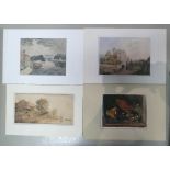 Four unframed Watercolours: Signed Paul Sandby Munn (British artist 1773-1845) Alfred W Rich