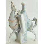 Lladro large figure King Gasper on a horse: Lladro large matte figure of King Gasper on a horse,