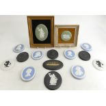 A collection of Wedgwood Jasperware oval Portrait plaques: In green,