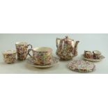 James Kent Chintz Du Barry Fenton Pottery items to include: Tea pot and stand, sugar bowl,