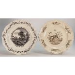 Two late 18th century Wedgwood Creamware plates: Transfer printed plates,