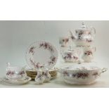 Royal Albert Lavender Rose dinner and tea ware in five trays: Dinner ware includes - 9 dessert
