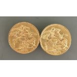 Two 22ct gold Full George V Sovereigns dated 1911 & 1912.