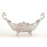 19th century Chinese export silver two handled ornate Dish: 900 Silver hallmark, 310 grams.