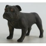 Wedgwood Black Basalt model of a Bulldog: With glass eyes, height 7.5cm. (end of tail missing).