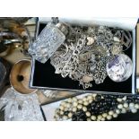 A collection of various vintage collectables including silver jewellery, silver items, sifters,