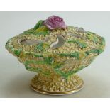 Spode unusual Pot Pourri floral Basket & lid: A scarce piece extensively encrusted with flowers,