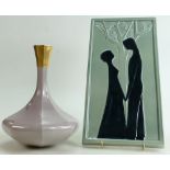 Mid century Danish Wall Plaque: Together with later Wedgwood Golden Pagoda vase,