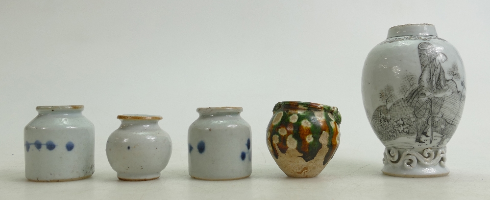 Collection of 14 Chinese & Japanese Oriental ceramics: Includes, figures, vases, - Image 4 of 5