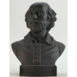 Wedgwood Black Basalt Bust of Shakespeare: Dated 1980, height 27cm.