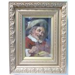 Henrie Pitcher, Oil painting study of a Musketeer smoking a pipe: In gilt frame, 29 x 19.5 cm.
