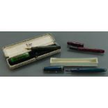 Vintage Fountain Pens: Including Geo.S.Parker Dufold in case, another Parker pen and The Nova Pen.