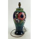 Moorcroft large Anemone Lamp Base: Height 31.5cm (not including fitting).
