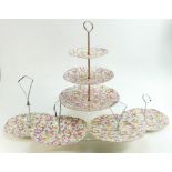 James Kent Chintz Du Barry Fenton Pottery items to include: Four single tier cake stands together