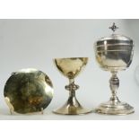 Silver communion Chalice & silver dish with hammered finish: Chalice and dish together with similar
