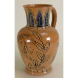 Doulton Lambeth Stoneware Jug: Decorated with horses by Hannah Barlow, height18.5cm.