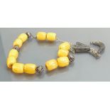 Antique silver and amber Worry Beads:
