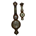 A 19th century Rosewood Onion Barometer and a modern Barometer: 19th century rosewood onion topped