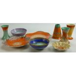 A collection of Shelley items to include: Mottled bowls, 12083 sandwich plate, ruffled pin dishes,