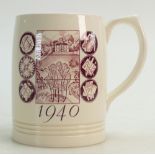 A Wedgwood Keith Murray Mug: Featuring two landscape views in puce, by Victor Skellern of Barlaston,