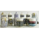 A collection of Wedgwood Studio jars: 1960s studio pottery decorated jars & covers,