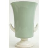 Wedgwood Keith Murray design Vase: Wedgwood green with white two handled vase designed by Keith