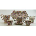 James Kent Chintz Du Barry Fenton Pottery items to include: 2 graduated jugs, teapot on stand, milk,