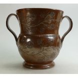 Chesterfield Salt glazed Loving cup: With Sgraffito decoration dated 1827, motto noted to upper rim,