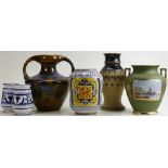 A collection of pottery Vases: Including Charles Barlow Scarborough vase (chipped),