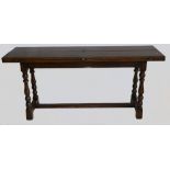 Fine quality reproduction Oak Hunt Table: With unusual fold out leaves, length 170cm,