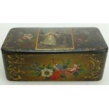 Hand decorated Papier Mache table Snuff box: Decorated inside lid with double headed eagle motif,