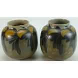 Pair of Royal Doulton signed Stoneware Art Vases: Unusual pair of Doulton vases,